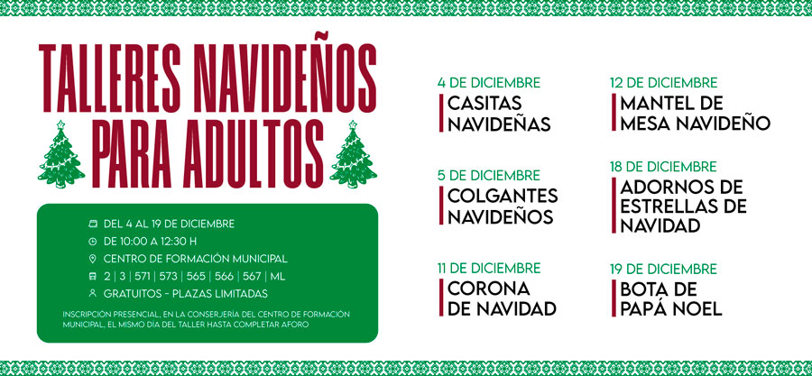 Talleres navideños para adultos en Boadilla del Monte Talleres navideños para adultos en Boadilla del Monte