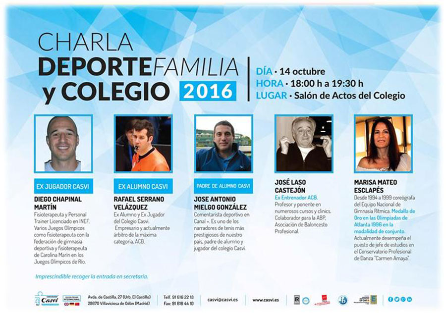 Charla deporte, familia y colegio 2016.