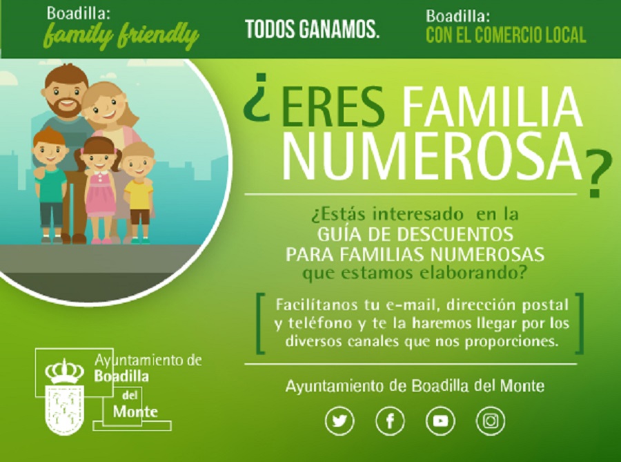 Guía de comercios con descuentos para familias numerosas.