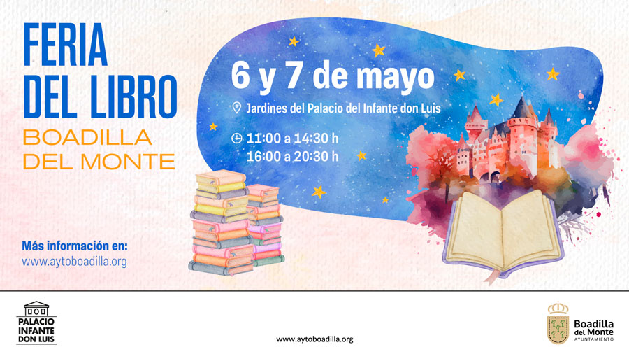 Cartel de la Feria del libro 2023 de Boadilla del Monte, que se celebrá el 6 y 7 de mayo