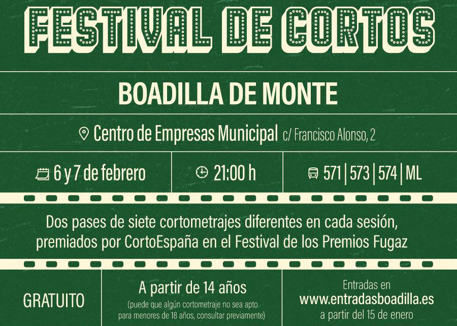 Abierta la adquisición de entradas para el Festival de Cortos de Boadilla del Monte