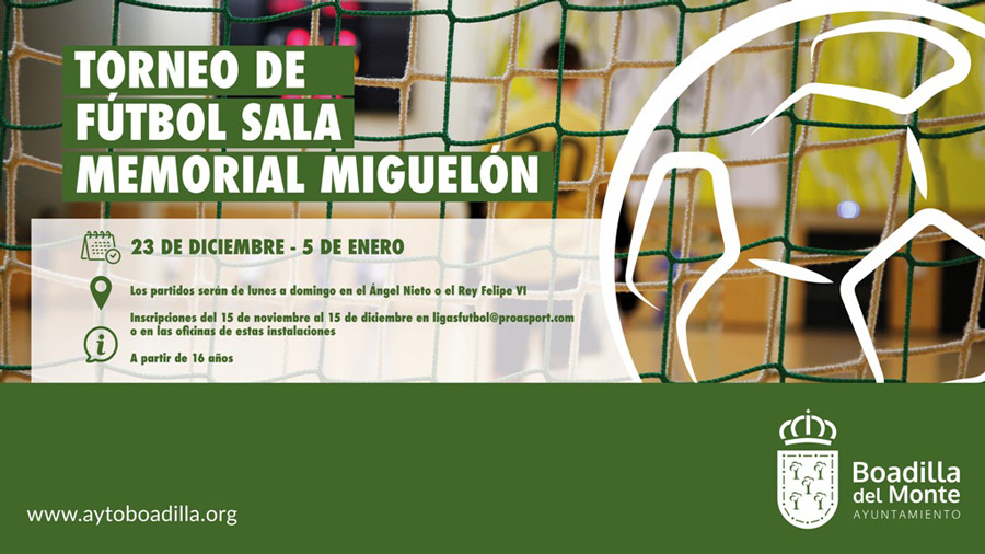 Abierto el plazo de inscripción para el Torneo de Fútbol Sala 'Memorial Miguelón'