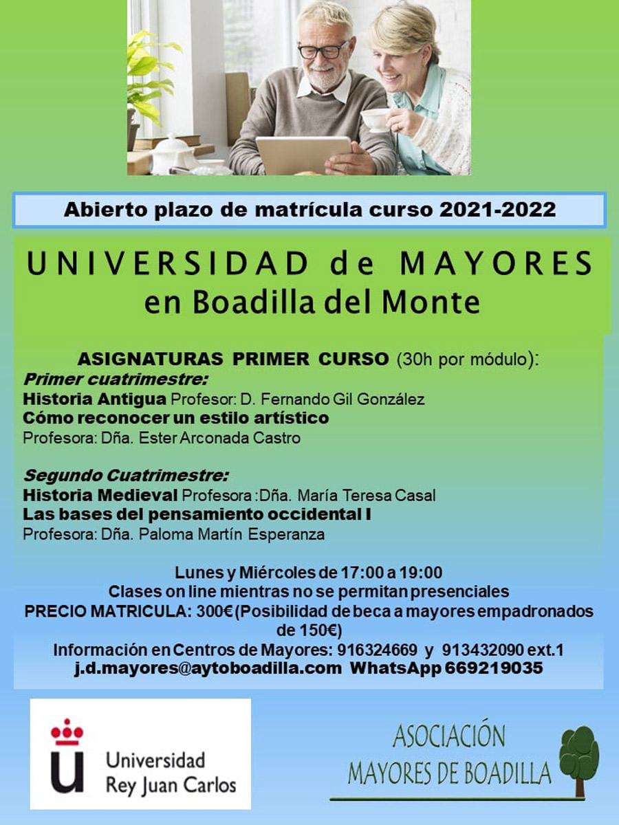 Abierto el plazo de matrícula para la Universidad de Mayores de Boadilla del Monte