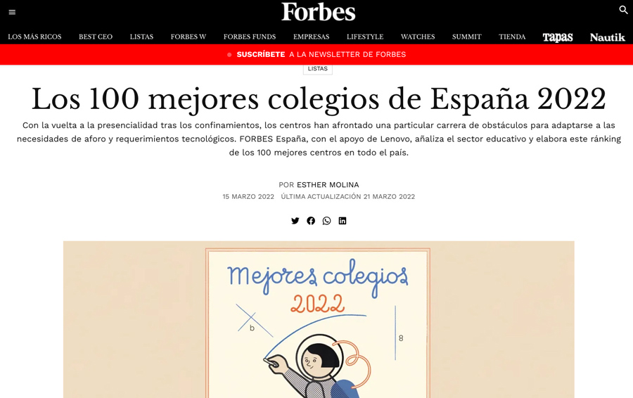 Tres colegios de Boadilla del Monte en la lista Forbes