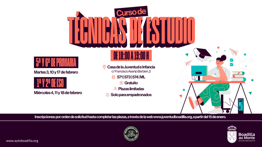 Curso gratuito de técnicas de estudio en Boadilla del Monte Curso gratuito de técnicas de estudio en Boadilla del Monte