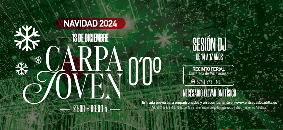 Abierta la adquisición de entradas para la Carpa Joven de Navidad de Boadilla del Monte