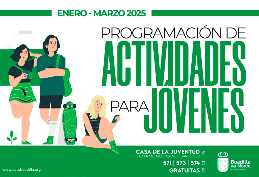 Presentada la programación de las actividades de Juventud en Boadilla del Monte para el primer trimestre de 2025