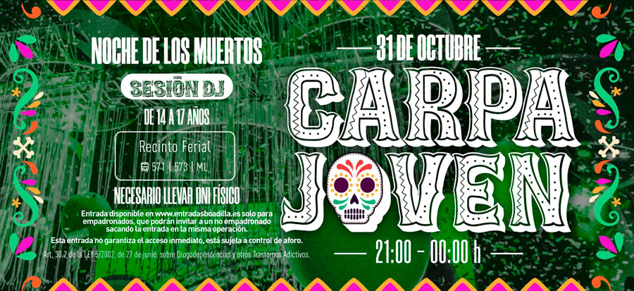 31 de octubre: Carpa joven con DJ en Boadilla del Monte para celebrar la Noche de Muertos 31 de octubre: Carpa joven con DJ en Boadilla del Monte para celebrar la Noche de Muertos