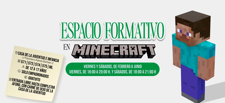Espacio Minecraft para jóvenes de 12 a 17 años en Boadilla del Monte