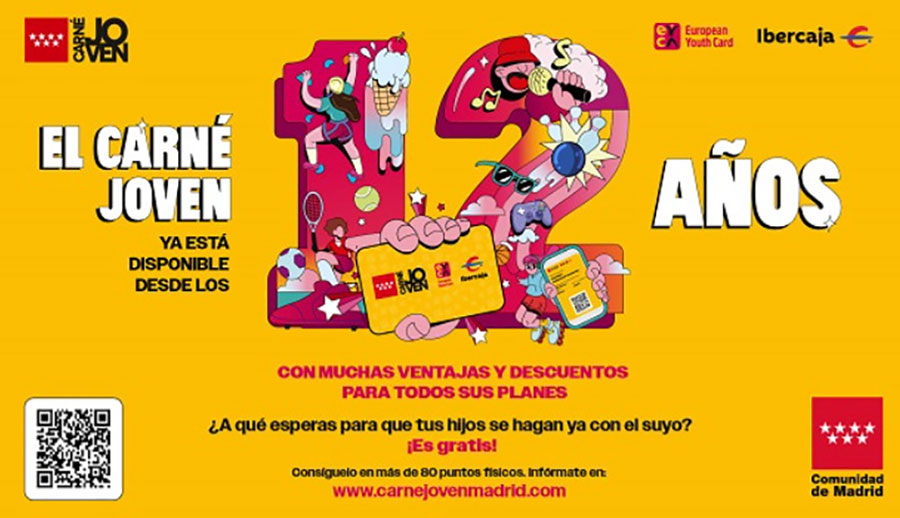 El Carné Joven de la Comunidad de Madrid podrá solicitarse desde los 12 años