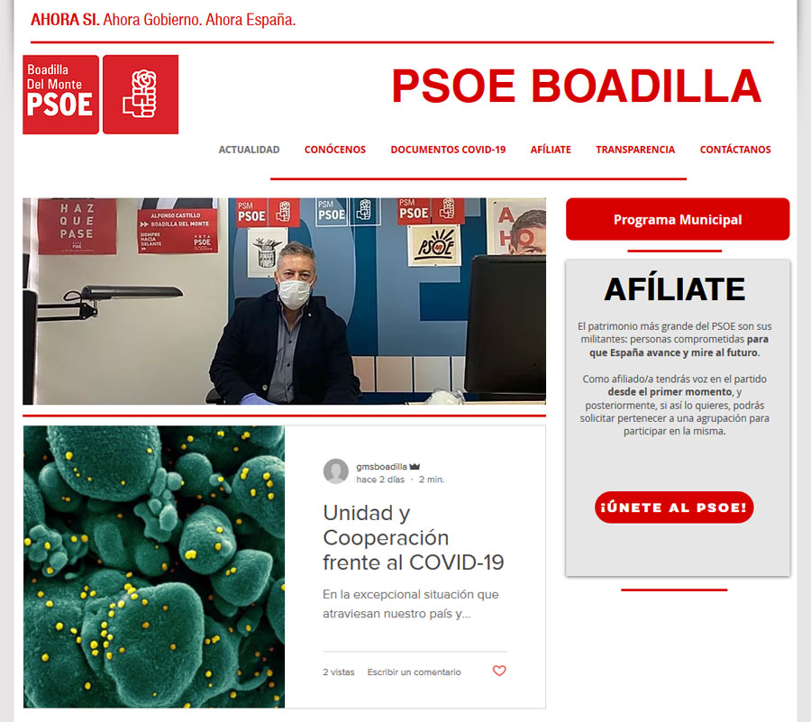 Nueva página web del PSOE de Boadilla del Monte