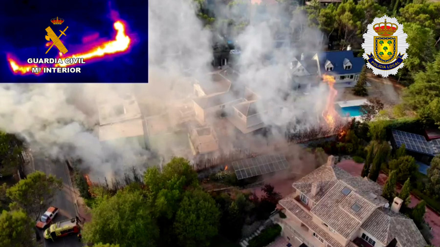 Rescatada una familia de ucranianos por incendio en Boadilla del Monte