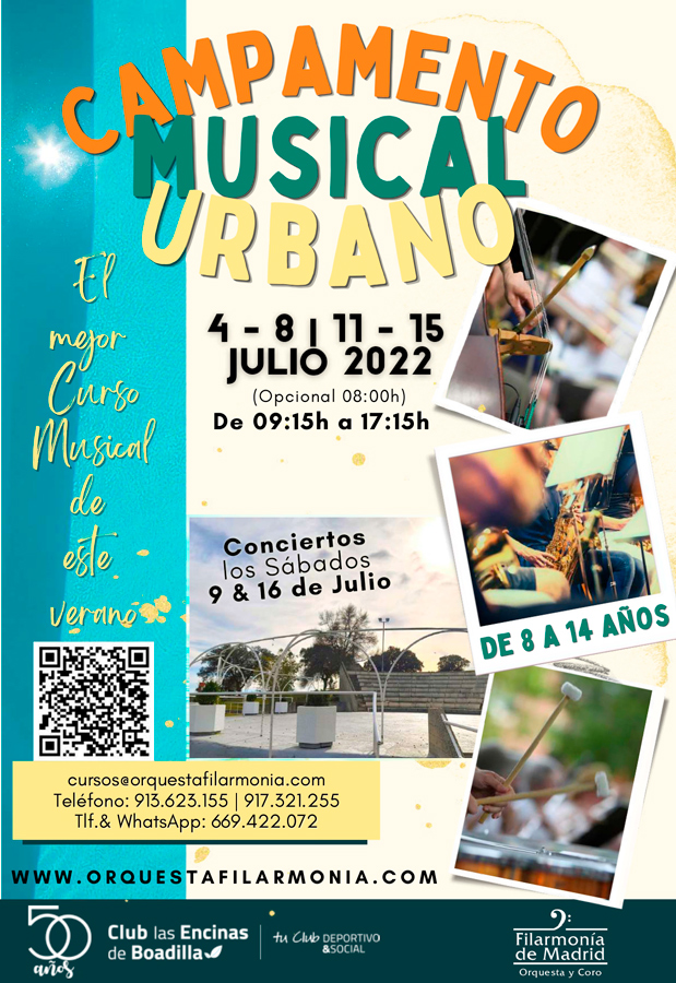 Los chavales que asistan al campamento recibirán un certificado oficial emitido por la Orquesta Filarmonía de Madrid. Campamento musical en el Club Las Encinas de Boadilla del Monte