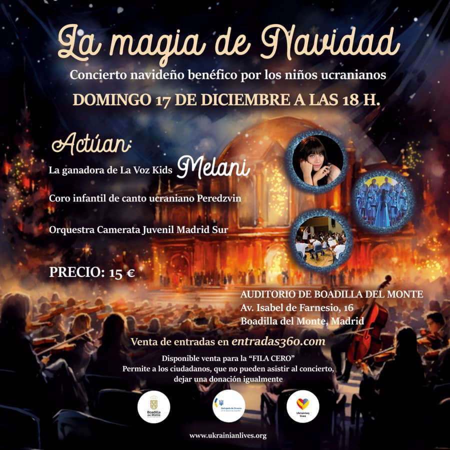 17 de diciembre, concierto benéfico en Boadilla del Monte por los niños de Ucrania