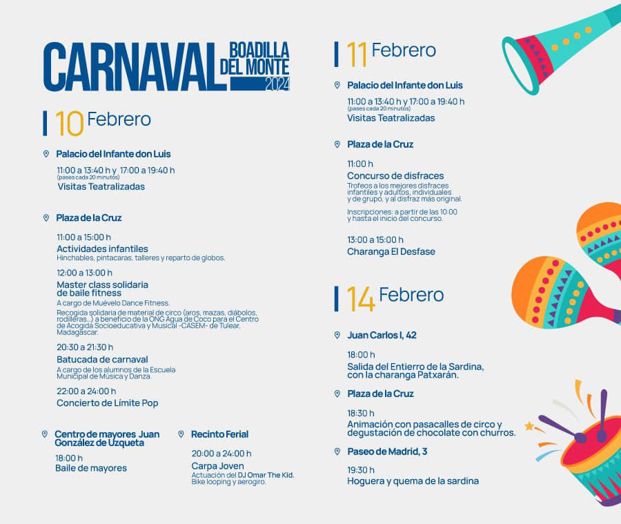 Boadilla del Monte celebrará carnaval el próximo fin de semana
