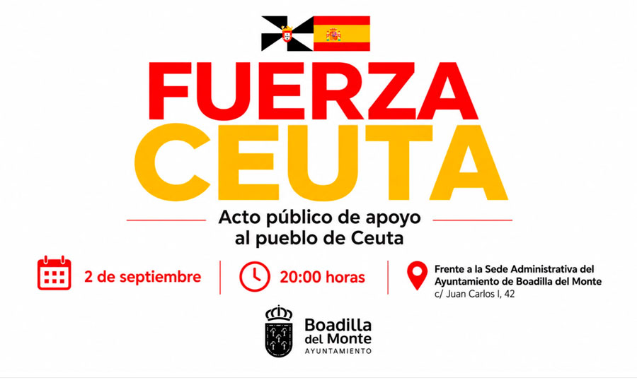 2 de septiembre, Boadilla del Monte celebrará un acto público de apoyo al pueblo ceutí 