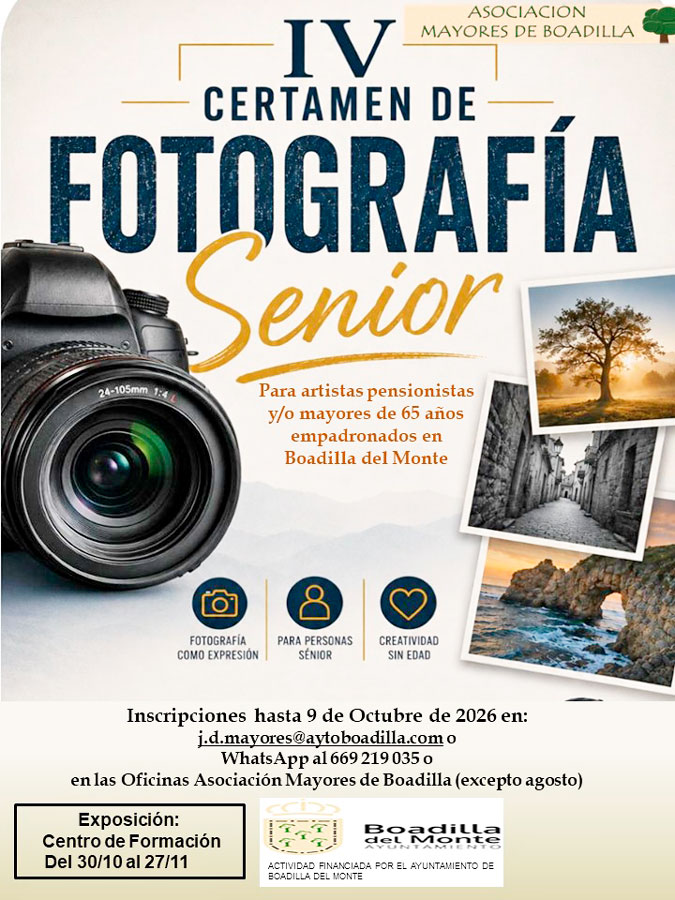 Convocados los certámenes de fotografía y pintura senior en Boadilla del Monte Convocados los certámenes de fotografía y pintura senior en Boadilla del Monte