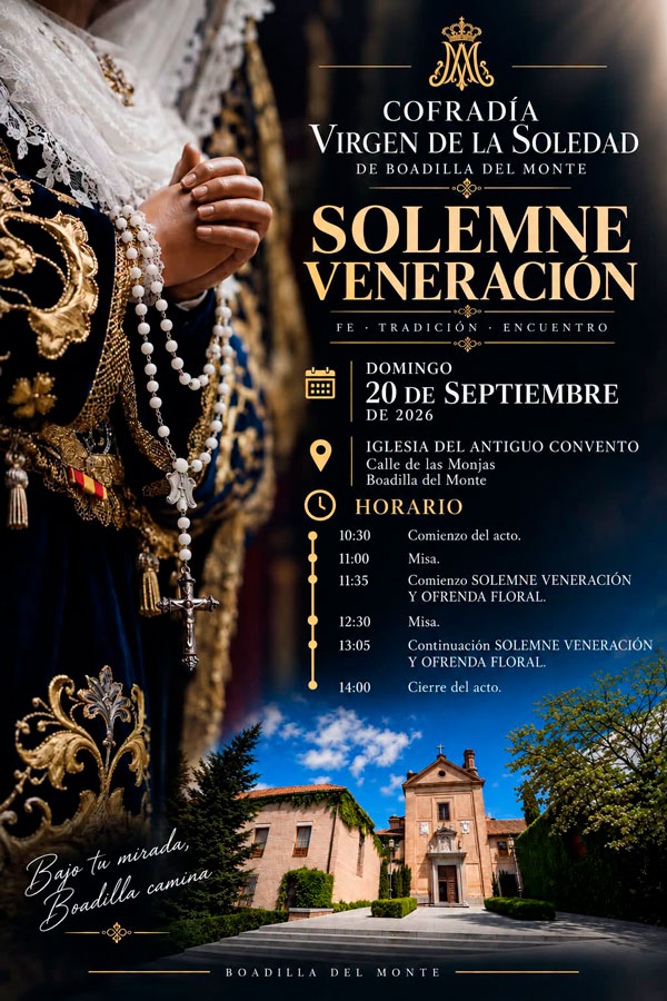 El 20 de septiembre, ofrenda floral a la Virgen de la Soledad de Boadilla del Monte El 20 de septiembre, ofrenda floral a la Virgen de la Soledad de Boadilla del Monte