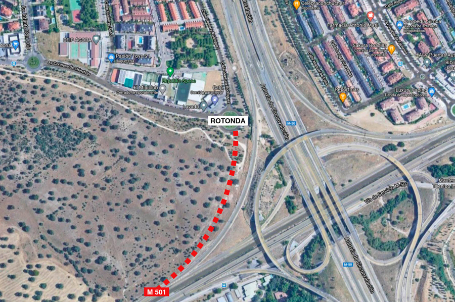 Boadilla insiste en una conexión directa entre la rotonda del Republic Space y la M-501 