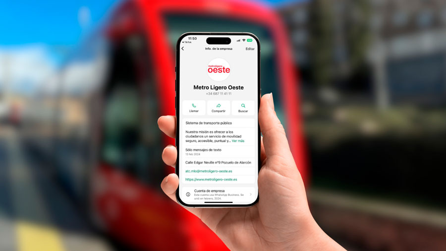 Metro Ligero Oeste lanza un canal de atención al cliente a través de WhatsApp