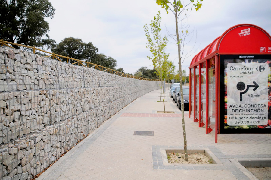 La contención de tierras en el Sector B de Boadilla del Monte, terminada
