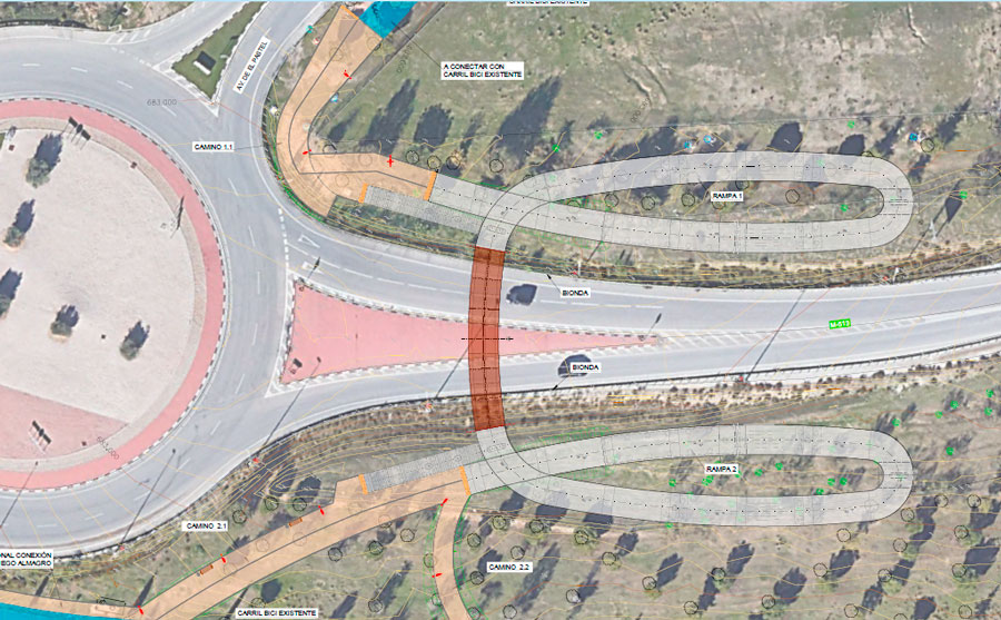 Licitación de la cuarta pasarela peatonal y ciclista sobre la M-513 en Boadilla del Monte