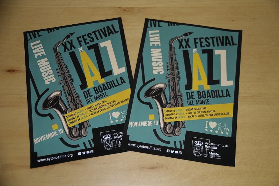 Cartel del vigésimo Festival de Jazz de Boadilla del Monte. Este fin de semana, cita con el 'jazz'.