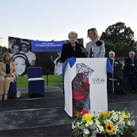 Josefina Unturbe, Fifi, durante su alocución a los presentes en el acto del 50 aniversario del Virgen de Europa.