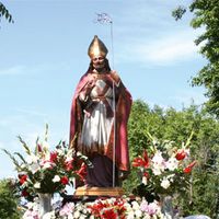 La imagen de San Babiles en la procesión.