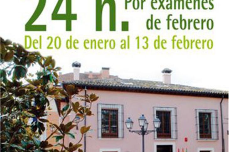 La sala de lectura municipal La Millonaria permanecerá abierta las 24 horas del día desde el 20 de enero hasta el próximo 13 de febrero, con motivo de la época de exámenes.