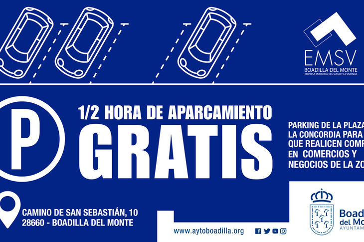 Los negocios del centro recibirán un cartel identificativo para que puedan colocarlo en el exterior indicando que disponen de este servicio. Media hora de parking gratis para hacer compras en el centro