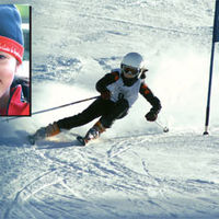 Cristina Robredo en el transcurso de una prueba la competició. En la imagen pequeña, la joven esquiadora.