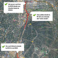 El Ayuntamiento solicita al Ministerio un tercer carril en la M-50 desde sus túneles hasta la M-513
