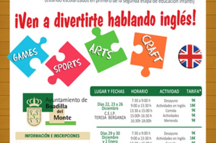 Los Christmas Camp de Boadilla tendrá lugar entre el 22 de diciembre de 2014 y el 7 de enero de 2015.