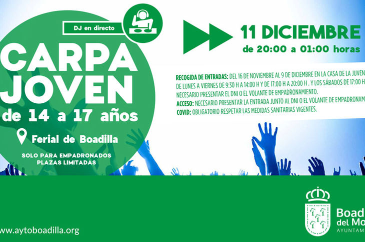 A partir de mañana se pueden recoger las entradas para la carpa joven en Boadilla del Monte A partir de mañana se pueden recoger las entradas para la carpa joven en Boadilla del Monte