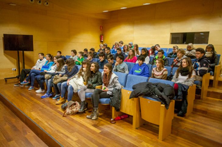 Los alumnos holandeses en la sala de Plenos municipal de Boadilla.