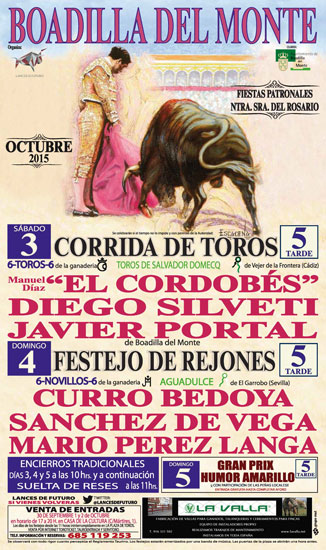 Cartel de toros de las próximas fiestas en Boadilla del Monte.